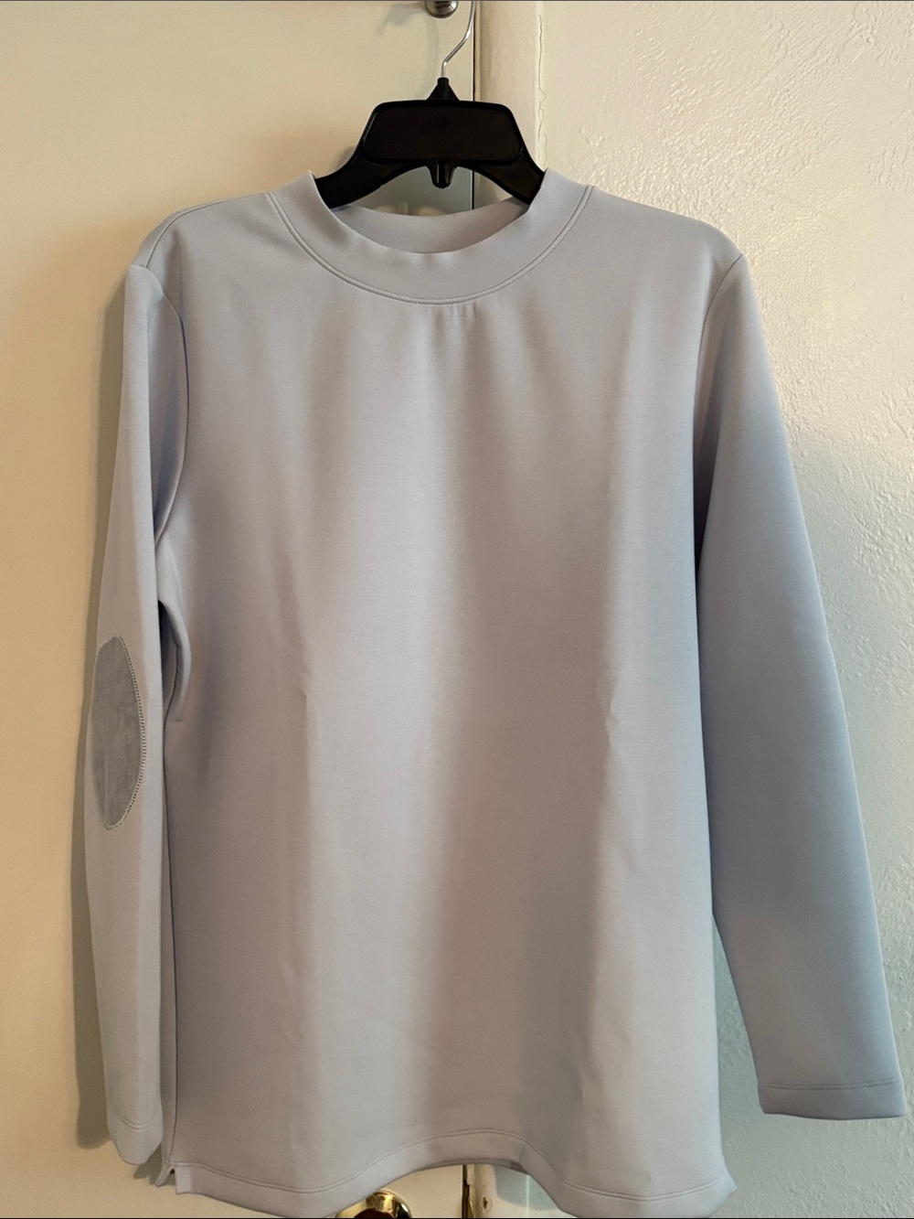 Light Blue Crewneck Sweatshirt with Elbow Patches - Picture 2 of 5